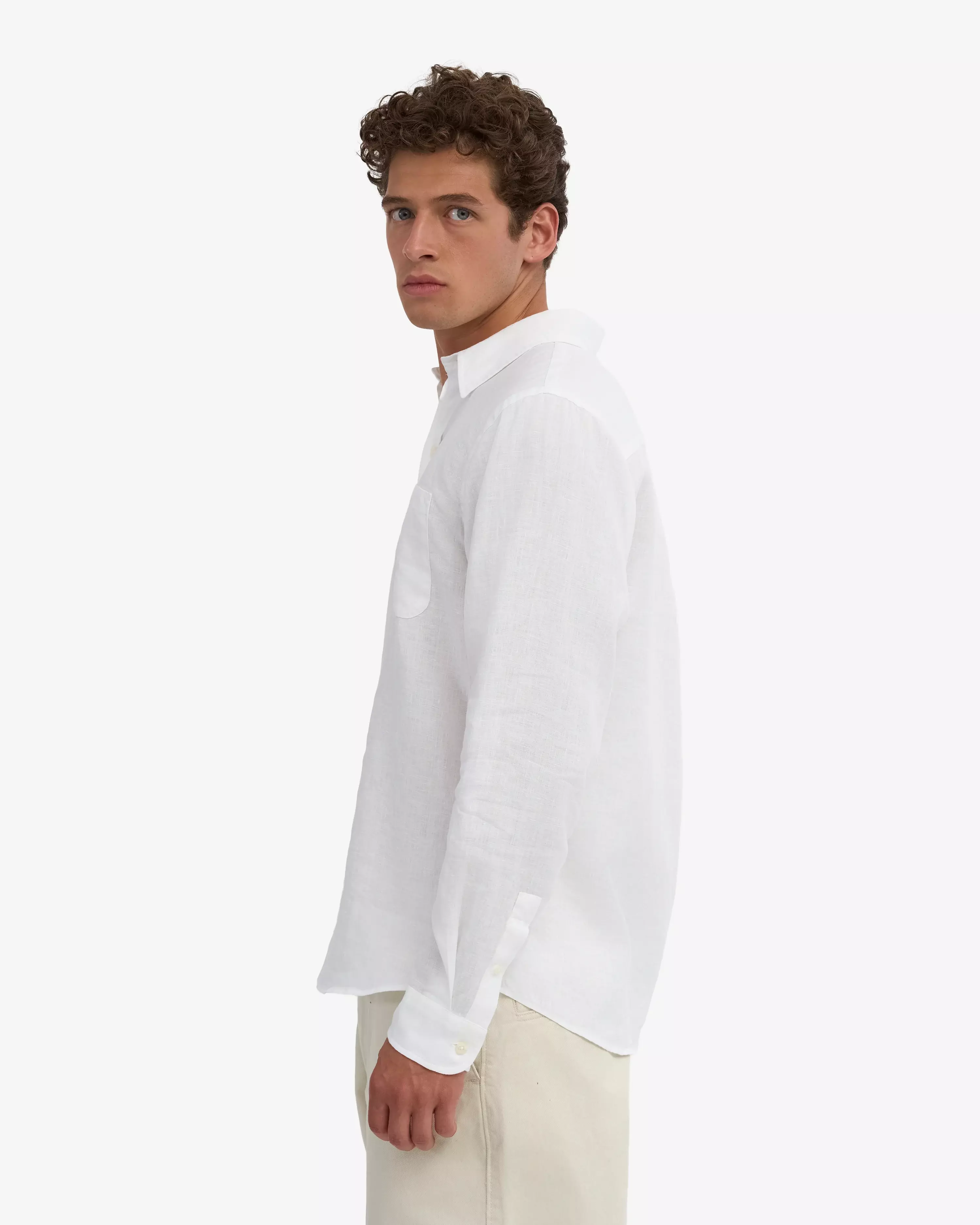 Colorful Standard Optical White Leinenhemd Herren weiss